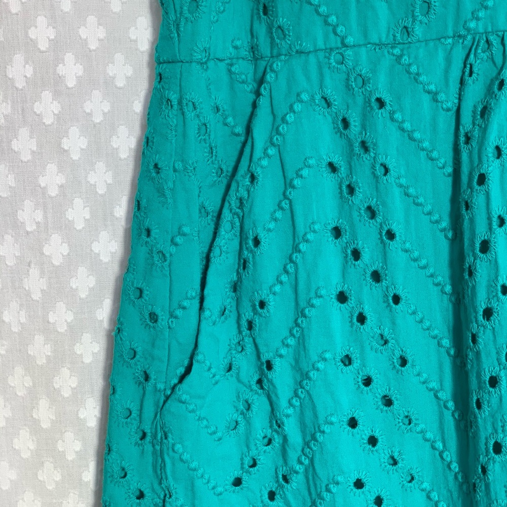 Turquoise LOFT Eyelet Dress - Picture 4 of 5